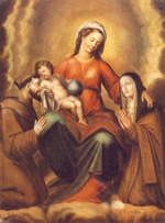 VIRGEN CON EL NIÑO ENTRE SAN FRANCISCO Y SANTA CLARA