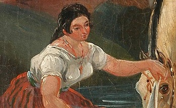 EL HUASO Y LA LAVANDERA (detalle), ca. 1835 EL HUASO Y LA LAVANDERA (detalle), ca. 1835