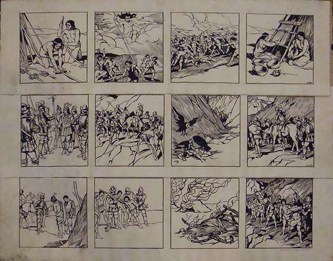 12 dibujos a pluma para la Historia ilustrada de Chile