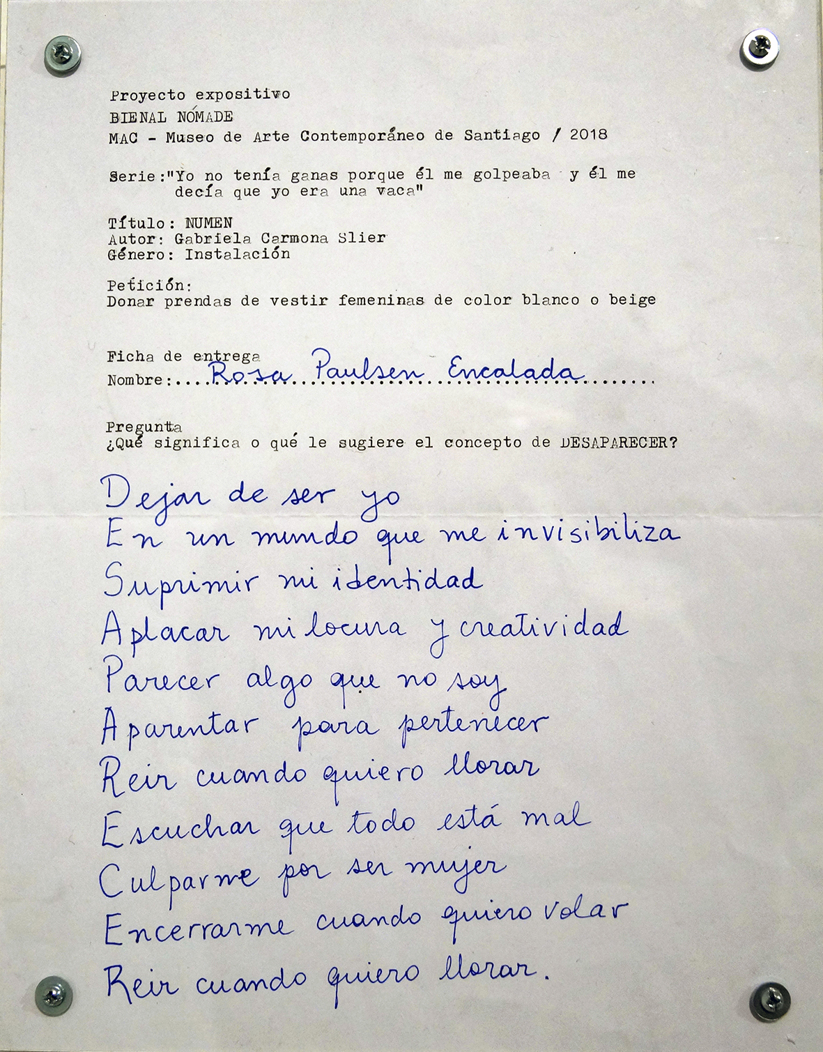 ¿Qué significa o que le sugiere el concepto de desaparecer? (ficha)