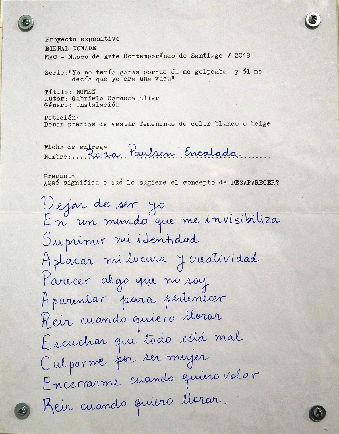 ¿Qué significa o que le sugiere el concepto de desaparecer? (ficha) ¿Qué significa o que le sugiere el concepto de desaparecer? (ficha)
